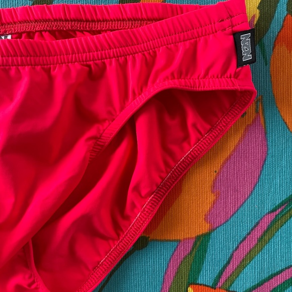 N2N Bodywear MS Monterey Sport Size L Hot Coral Mens Drawstring Bikini Swim Suit - Picture 13 of 16
